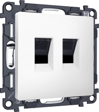 Розетка информационная RJ45 двойная категория 6 (Белый матовый) Розетка информационная RJ45 двойная категория 6 (Белый матовый)