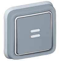 Кнопочный выключатель Н.О. + Н.З. контакты с подсветкой IP55 Plexo (серый)