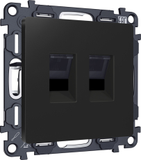 Розетка информационная RJ45 двойная категория 6 (Чёрный матовый) Розетка информационная RJ45 двойная категория 6 (Чёрный матовый)