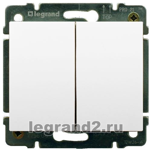Выключатель двухклавишный 10А с клавишей Legrand Galea Life (белый) Выключатель двухклавишный 10А с клавишей Legrand Galea Life (белый)