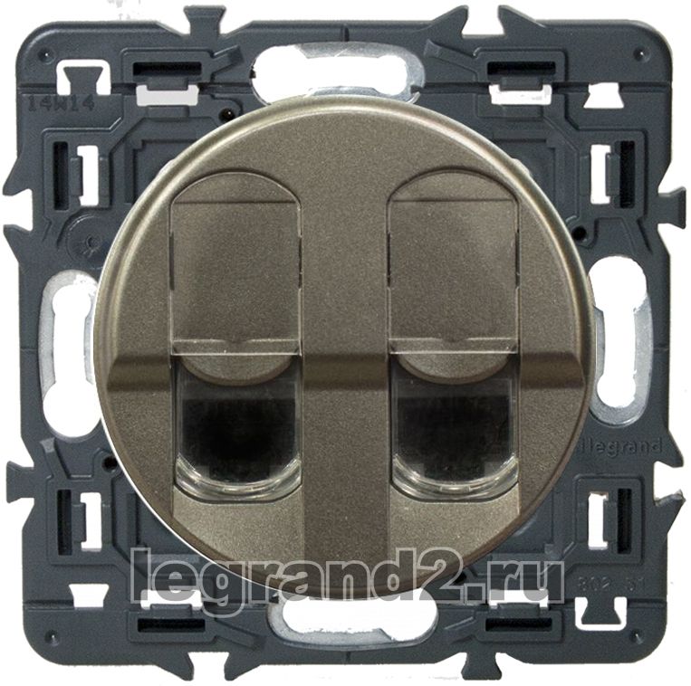 Розетка компьютерная RJ45 двойная Legrand Celiane с лицевой панелью (графит) Розетка компьютерная RJ45 двойная Legrand Celiane с лицевой панелью (графит)