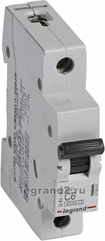 Автоматический выключатель RX3 1 фаза 6A 1М (Тип C) 4,5 kA