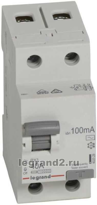 УЗО 2 полюса 100mA 40А 2М (AC) УЗО 2 полюса 100mA 40А 2М (AC)