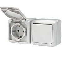Выключатель + Розетка Quteo IP44 (Белый) Выключатель + Розетка Quteo IP44 (Белый)
