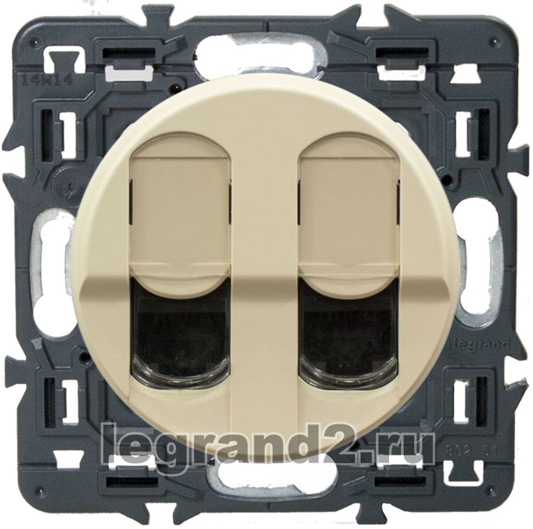 Розетка компьютерная RJ45 двойная Legrand Celiane с лицевой панелью (слоновая кость) Розетка компьютерная RJ45 двойная Legrand Celiane с лицевой панелью (слоновая кость)