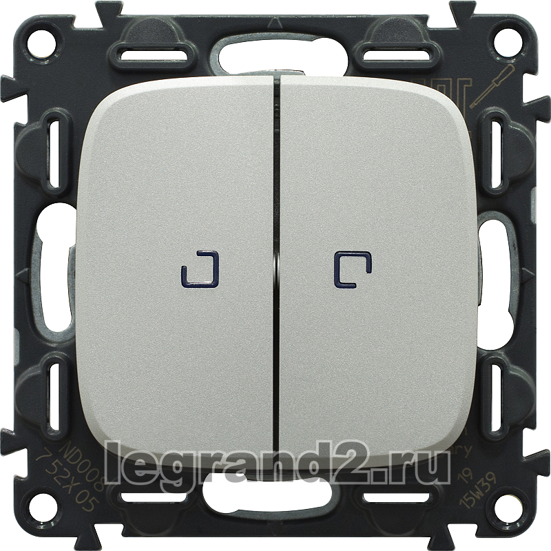 Двухклавишный выключатель с подсветкой (Алюминий)