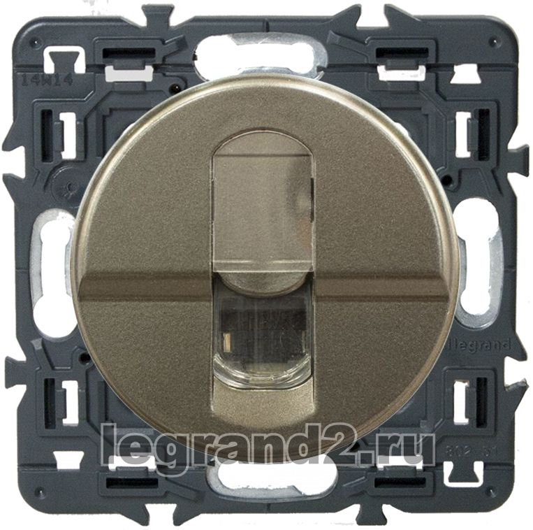 Розетка компьютерная RJ45 - 1 разъем Legrand Celiane с лицевой панелью (графит) Розетка компьютерная RJ45 - 1 разъем Legrand Celiane с лицевой панелью (графит)