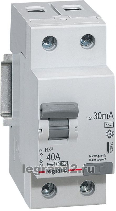 УЗО 2 полюса 30mA 40А 2М (AC) УЗО 2 полюса 30mA 40А 2М (AC)