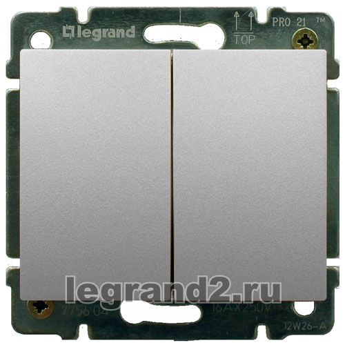 Двухклавишный выключатель Legrand Galea Life (алюминий) Двухклавишный выключатель Legrand Galea Life (алюминий)