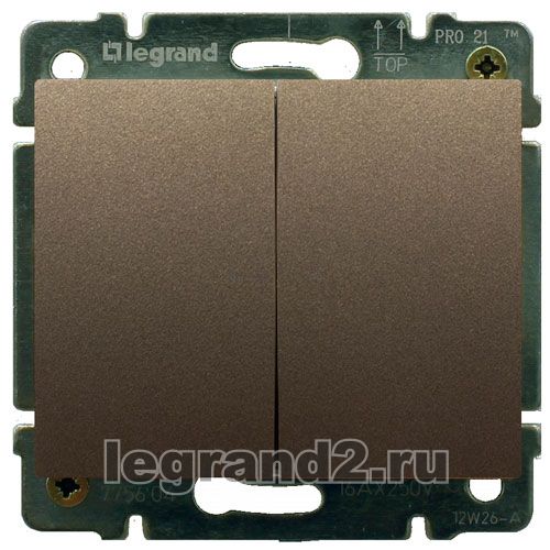 Выключатель двухклавишный Legrand DIY Galea Life (Темная бронза) Выключатель двухклавишный Legrand DIY Galea Life (Темная бронза)