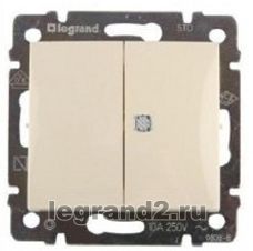 Двухклавишный выключатель с подсветкой Legrand Valena (слоновая кость) Двухклавишный выключатель с подсветкой Legrand Valena (слоновая кость)