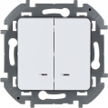 Двухклавишный выключатель Legrand Inspiria с подсветкой/индикацией на автозажимах (Белый)