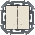 Двухклавишный выключатель Legrand Inspiria с подсветкой/индикацией на автозажимах (Слоновая кость)