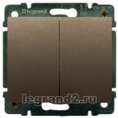 Выключатель двухклавишный 10А с клавишей Legrand Galea Life (темная бронза) Выключатель двухклавишный 10А с клавишей Legrand Galea Life (темная бронза)
