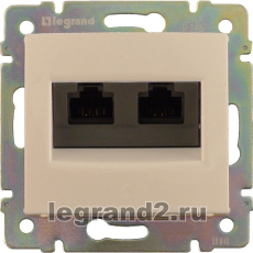 Розетка 2×RJ45 Кат.6 UTP Legrand Valena (слоновая кость) на захватах Розетка 2×RJ45 Кат.6 UTP Legrand Valena (слоновая кость) на захватах