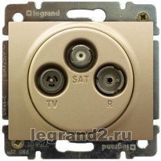 Розетка TV, радио и спутник с лицевой панелью, звезда Legrand Galea Life (титан) Розетка TV, радио и спутник с лицевой панелью, звезда Legrand Galea Life (титан)