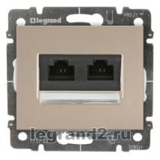 Розетка RJ45 - 2 разъема Кат.5e с лицевой панелью Legrand Galea Life (титан) Розетка RJ45 - 2 разъема Кат.5e с лицевой панелью Legrand Galea Life (титан)