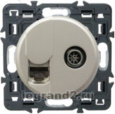 Розетка комбинированная: компьютерная RJ45 + ТВ Legrand Celiane с лицевой панелью (титан) Розетка комбинированная: компьютерная RJ45 + ТВ Legrand Celiane с лицевой панелью (титан)