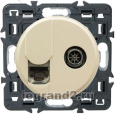 Розетка комбинированная: компьютерная RJ45 + ТВ Legrand Celiane с лицевой панелью (слоновая кость) Розетка комбинированная: компьютерная RJ45 + ТВ Legrand Celiane с лицевой панелью (слоновая кость)
