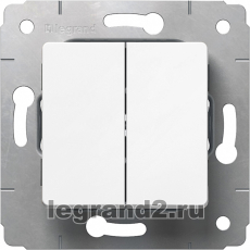 Выключатель двухклавишный 10A Legrand Cariva (белый) Выключатель двухклавишный 10A Legrand Cariva (белый)