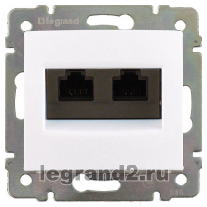 Розетка 2×RJ45 Кат.5e UTP Legrand Valena (белая) на захватах Розетка 2×RJ45 Кат.5e UTP Legrand Valena (белая) на захватах