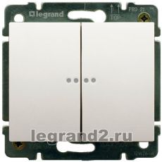 Выключатель двухклавишный с подсветкой 10А с клавишей Legrand Galea Life (перламутр) Выключатель двухклавишный с подсветкой 10А с клавишей Legrand Galea Life (перламутр)