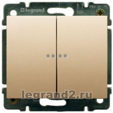 Выключатель двухклавишный с подсветкой 10А с клавишей Legrand Galea Life (титан) Выключатель двухклавишный с подсветкой 10А с клавишей Legrand Galea Life (титан)