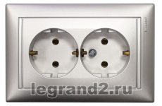 Розетка двойная Legrand Valena (моноблок) с заземлением Legrand Valena (алюминий) Розетка двойная Legrand Valena (моноблок) с заземлением Legrand Valena (алюминий)